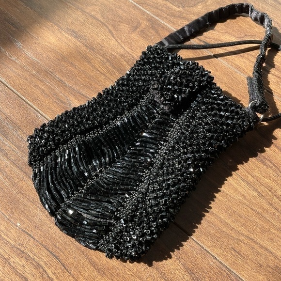 Vintage Y2K Black Beaded Sequin Style Mini Satchel Bag - Picture 9 of 12